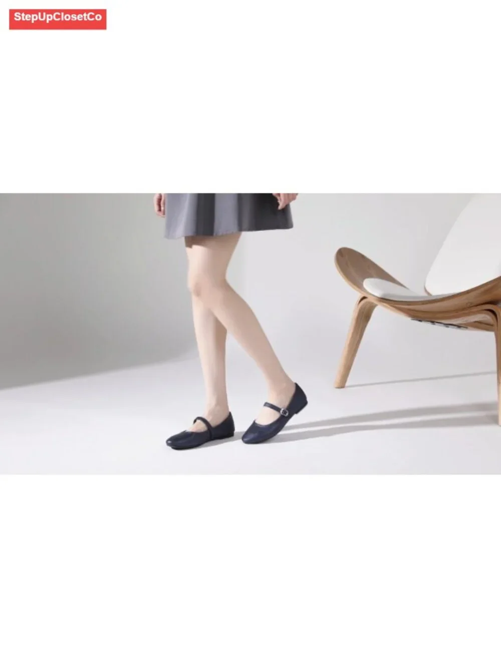 Women's Ballet Flats with Memory Foam Insole, Soft Synthetic Leather, Buckle
